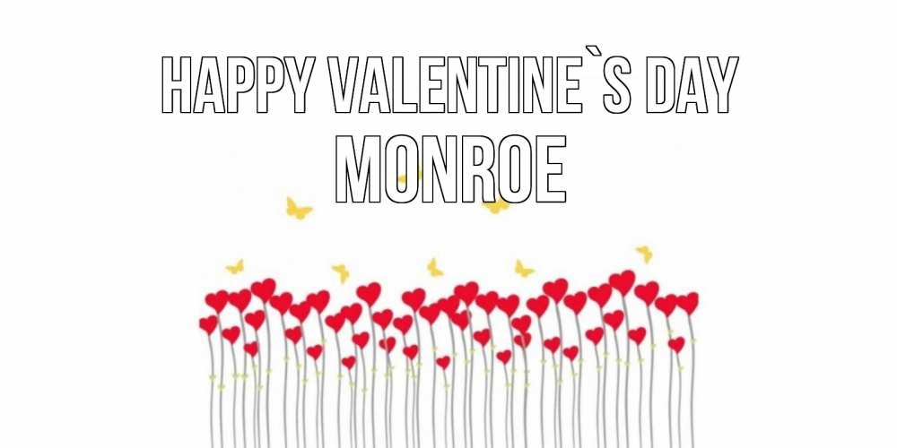 Greetings card с именем, Monroe Happy Valentine`s Day шары много на палочках Greetings with text for free download 